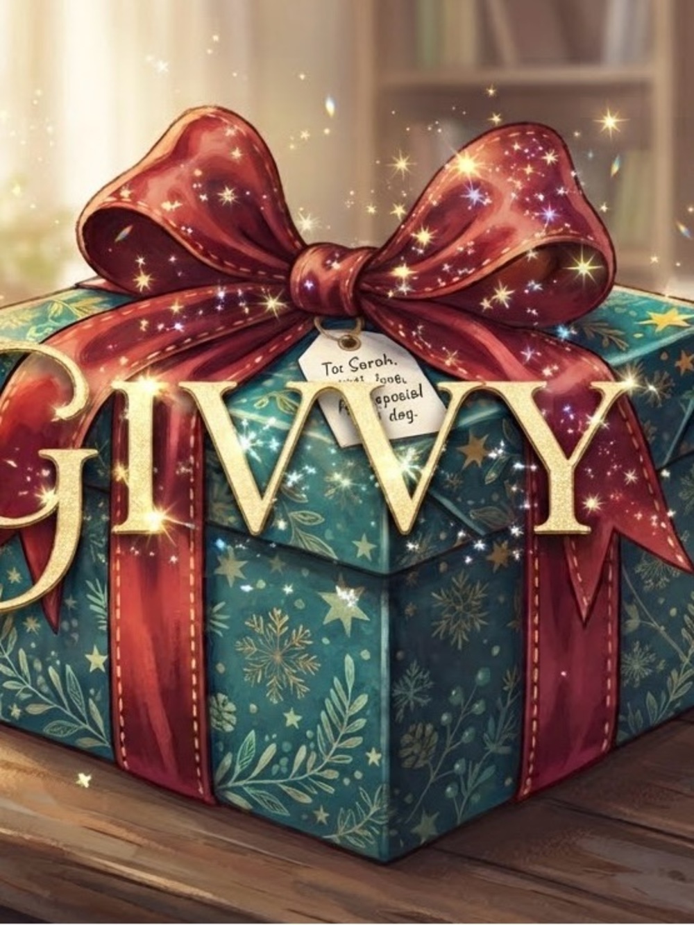 Holiday Gift Box with Red Bow